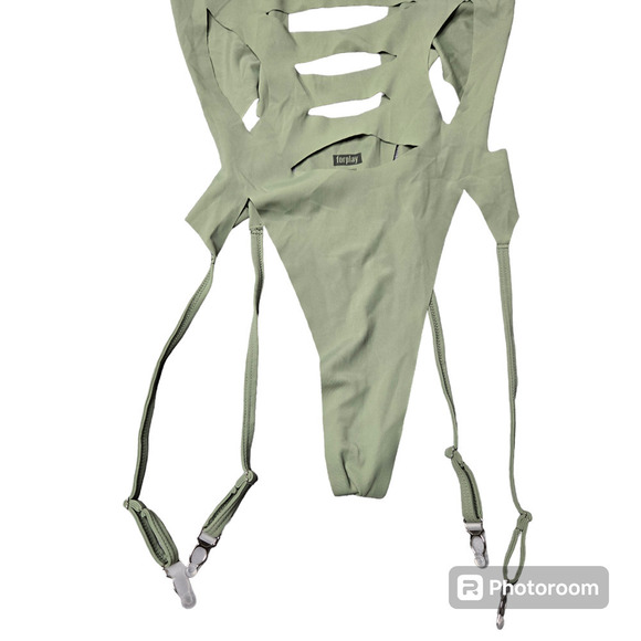 Forplay Green Cutout Bodysuit - Picture 2 of 4
